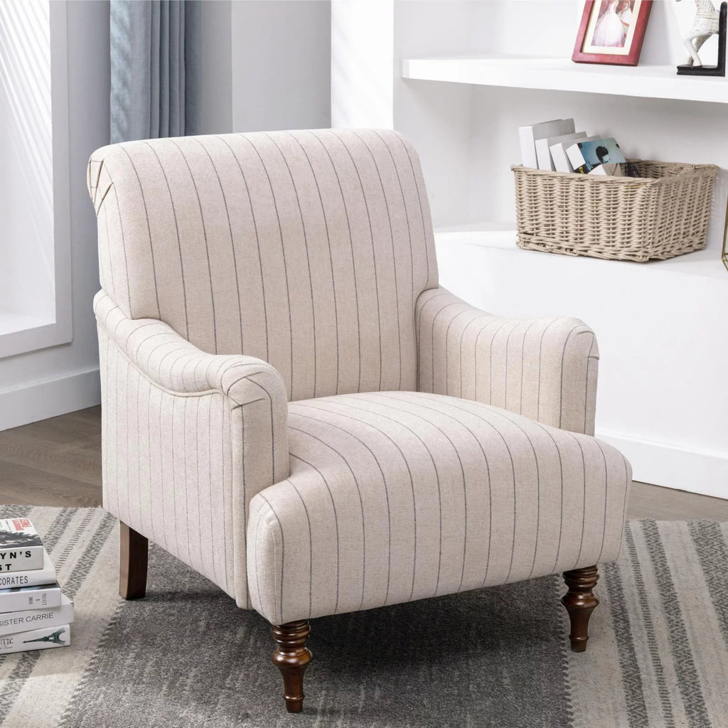 Beige Polyester Fabric Arm Chair O63731