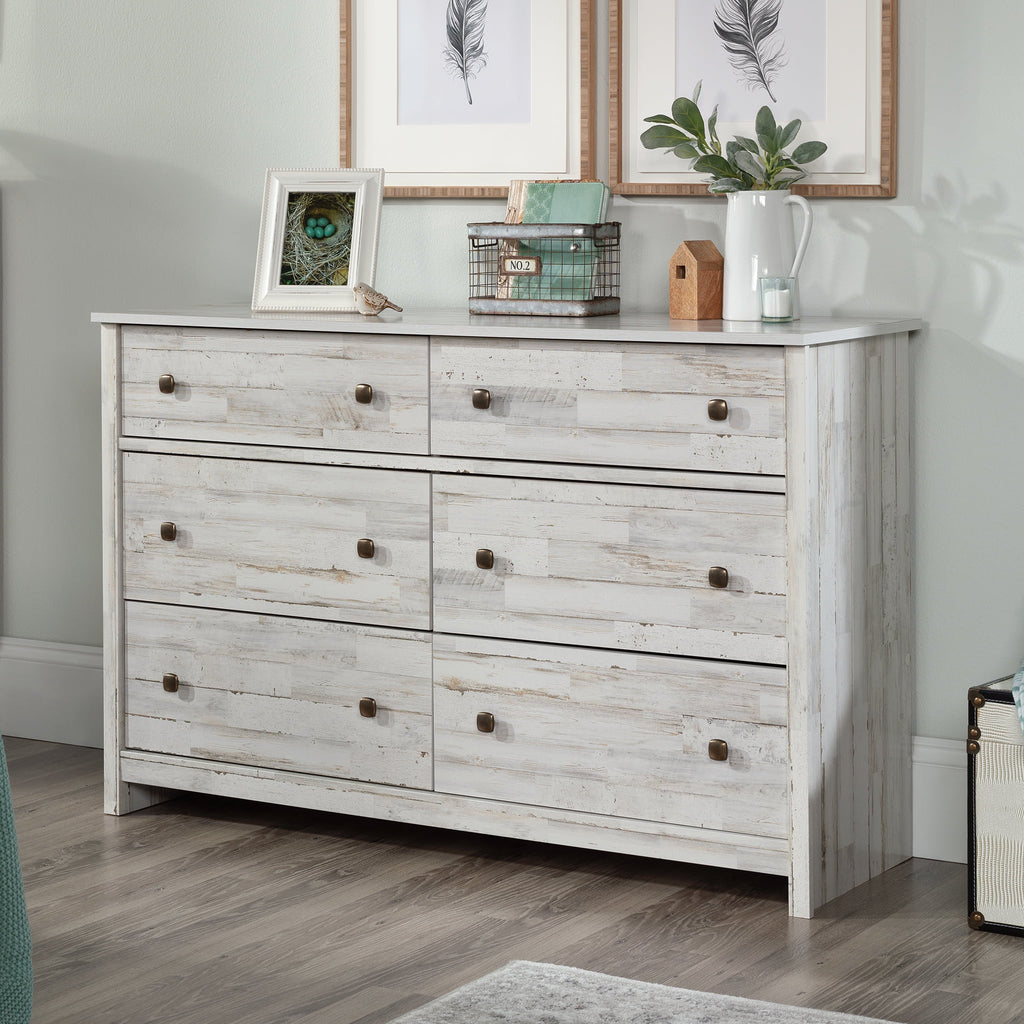 White 6 Drawer Dresser Y90627