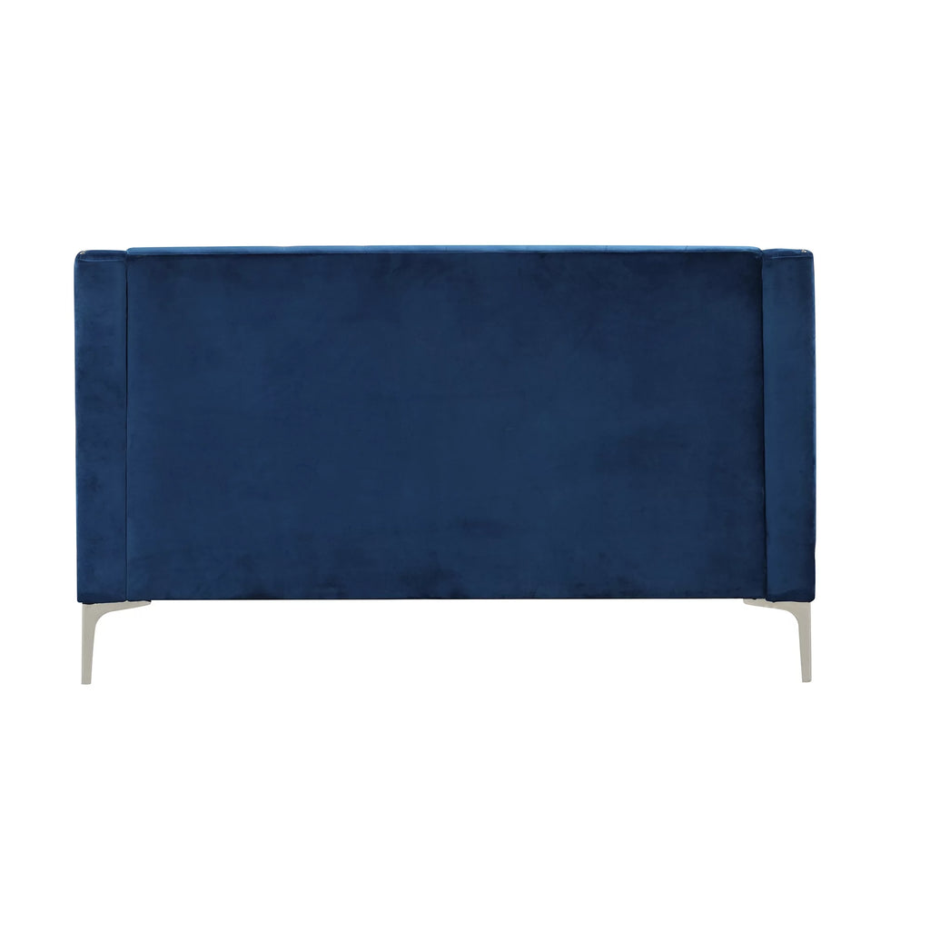 Blue Tufted Plush Upholstered Sofa with Metal Legs P637750