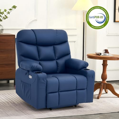 Power Lift Recliner Chair with Extended Footrest Faux Leather E7816