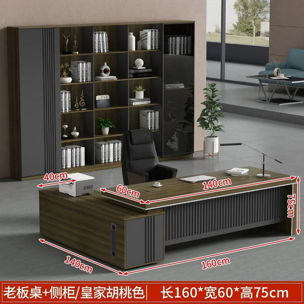 L Shaped Dark Wood Office Desk P7837