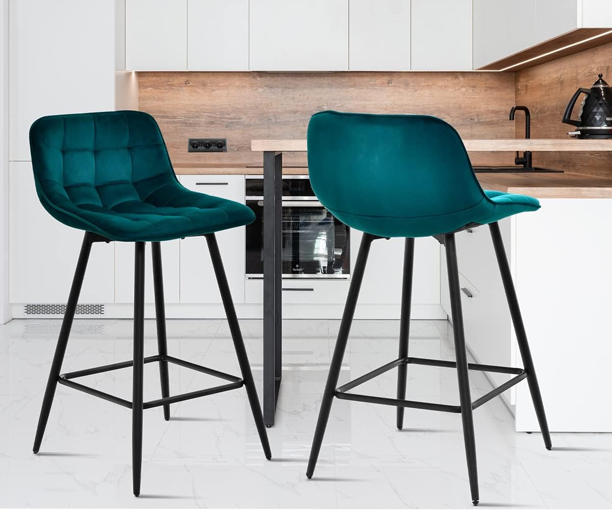 Blue Velvet Counter Height Bar Stools Set of 2 G526264