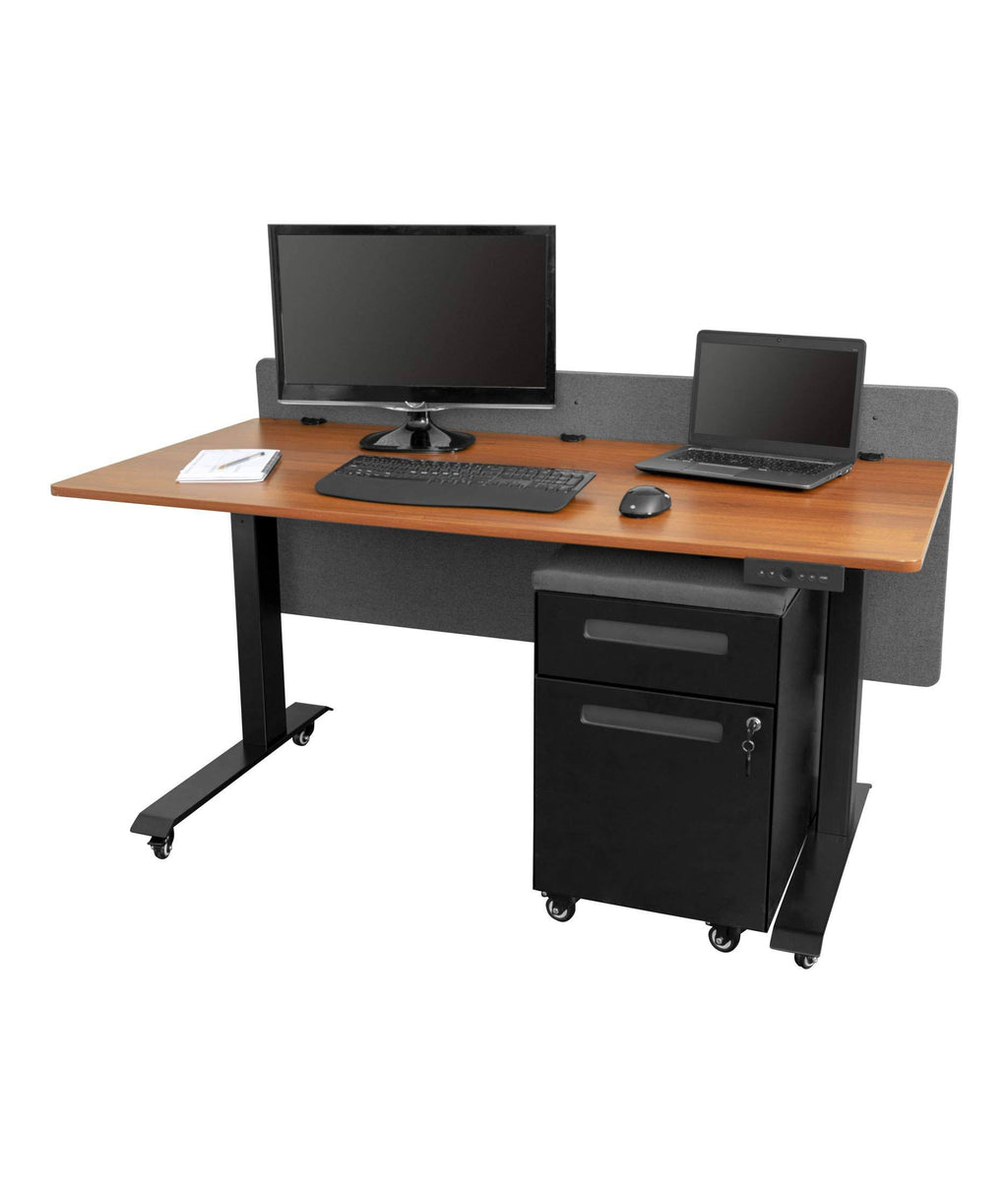 Height Adjustable Standing Desk with 2 Drawer File Cabinet A489
