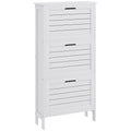 Narrow White Shoe Storage Cabinet with 3 Flip Drawers P223