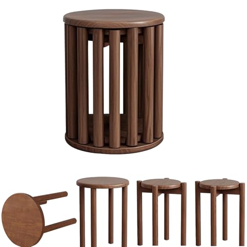 Stackable Stools Set of 4 Walnut Color U170
