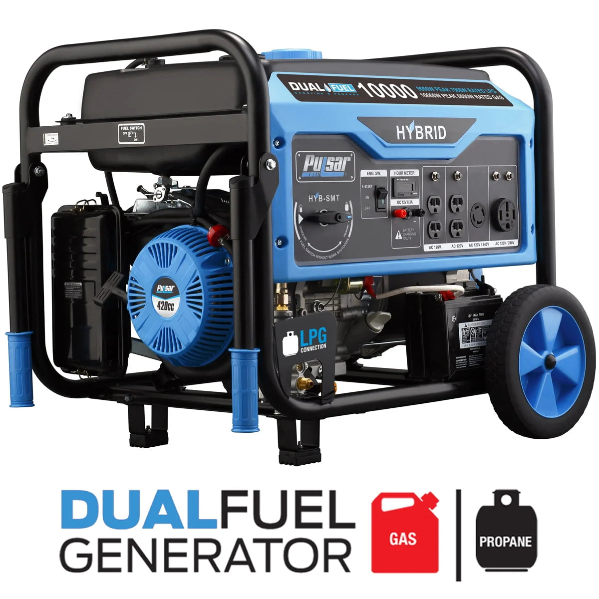 10,000-Watt Dual Fuel Portable Generator with Electric Start N97375