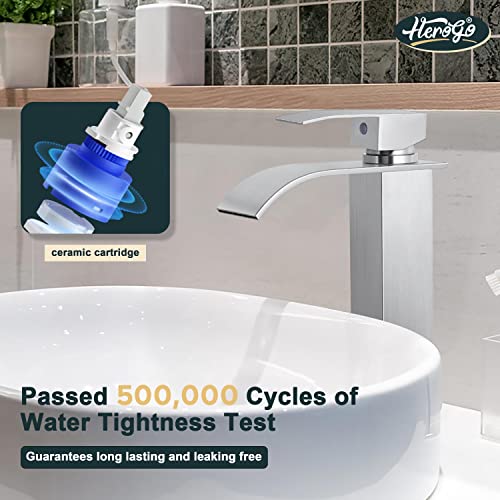 Brushed Nickel Stainless Steel Waterfall Single Handle Vessel Sink Faucet Y142214