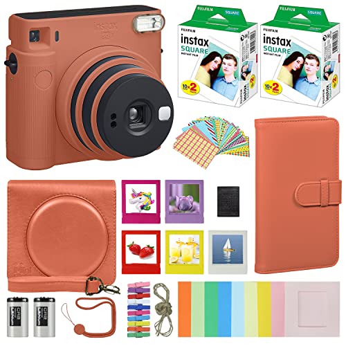 Chalk White Instant Camera with Carrying Case and 40 Sheets Film O4876