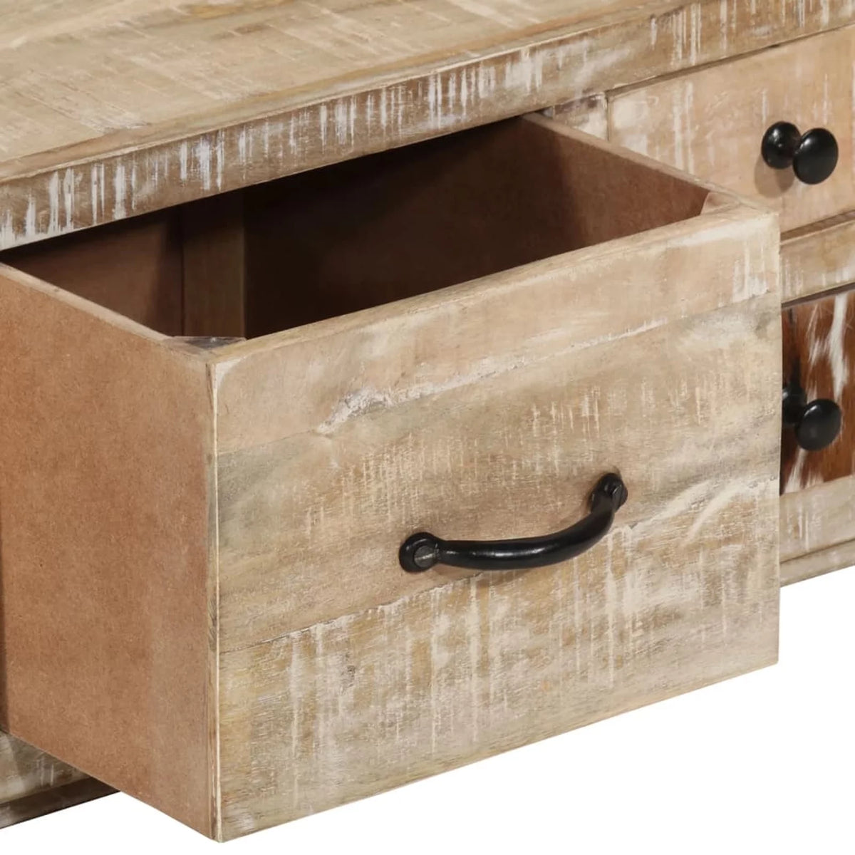 Coffee Table with 4 Storage Drawers Mango Wood 35.4 x 23.6 x 11.8 Inches K112