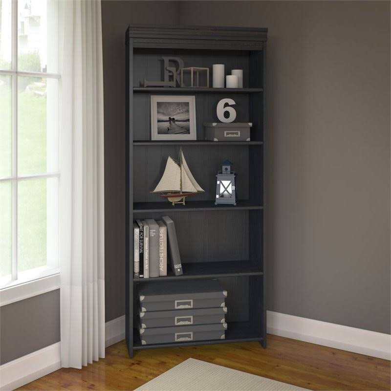 5 Shelf Bookcase in Antique Black Y6883