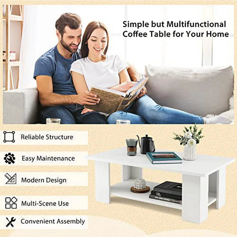 White Coffee Table with Storage I5712