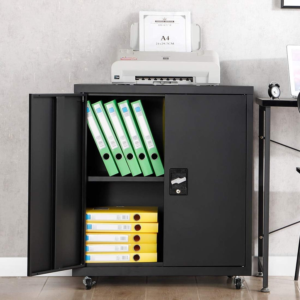 Black Metal Storage Cabinet with Wheels A17020
