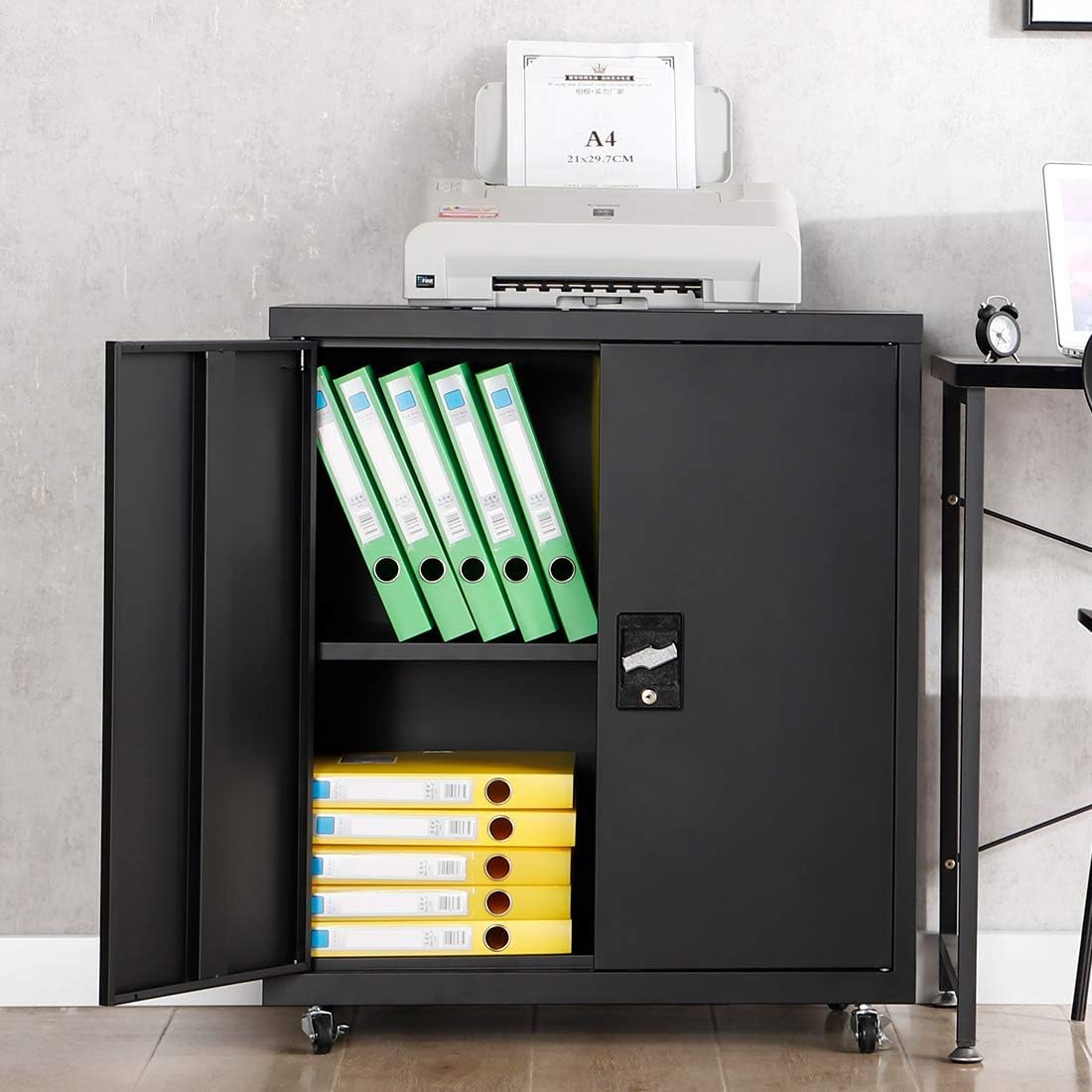 Black Metal Storage Cabinet with Wheels A17020
