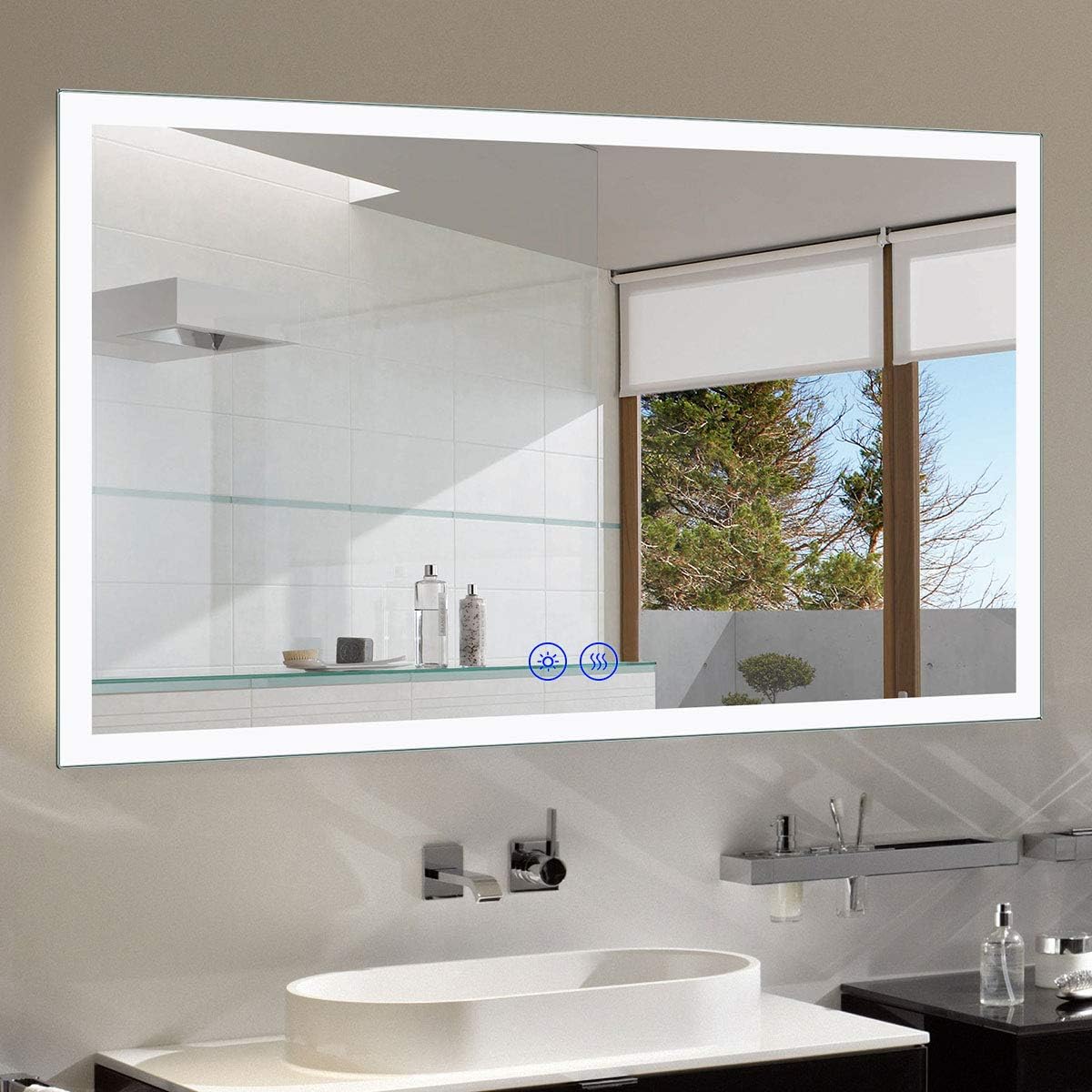 55 x 36 in Dimmable LED Bathroom Mirror with Bluetooth T8570