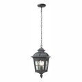 Square Black 2-Light Hanging Lantern with Clear Water Glass N259