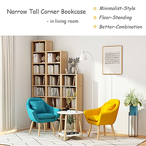 White 71 Inches Tall 8 Lattices Corner Bookcase Y4617
