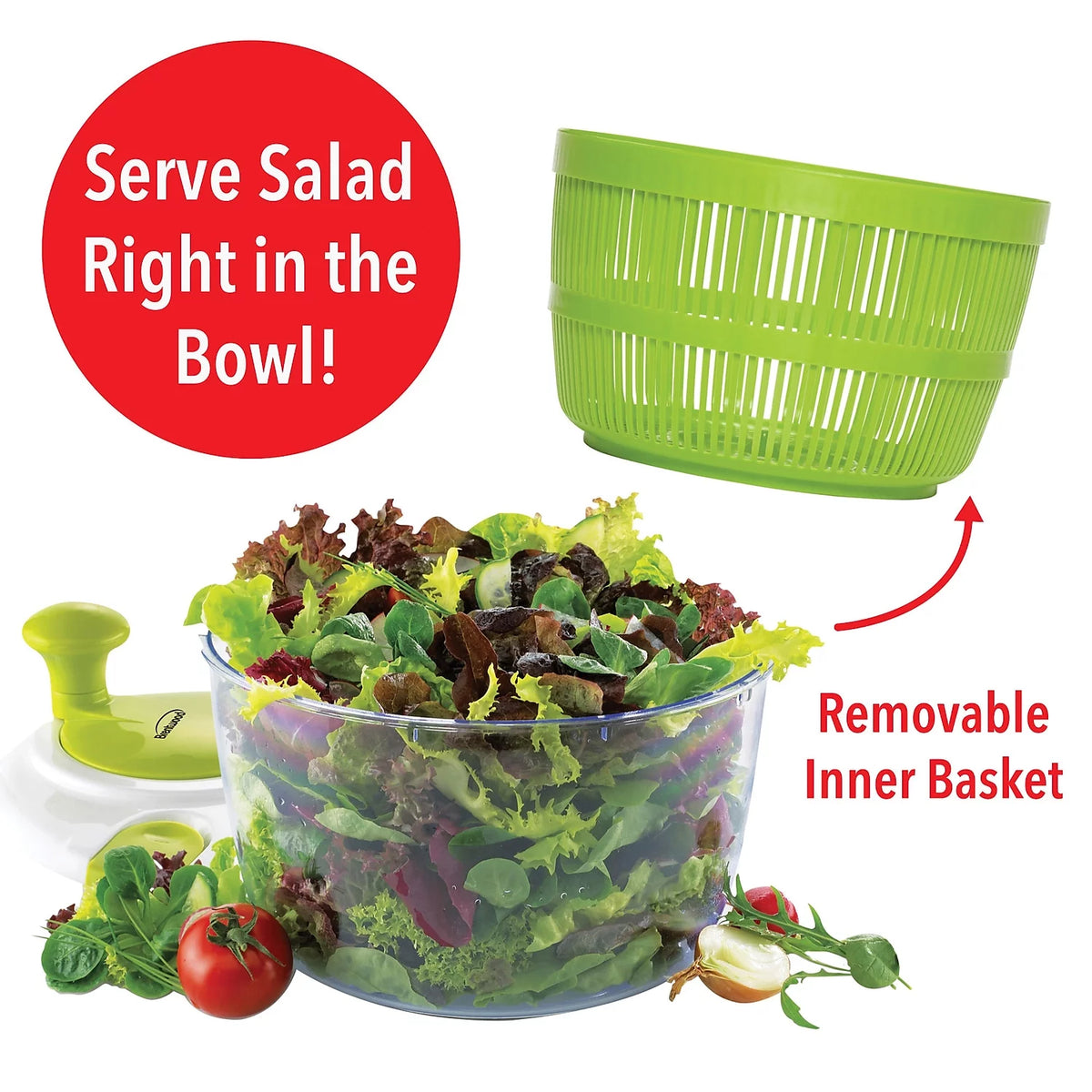 5 Quart Salad Spinner with Serving Bowl Green D1289