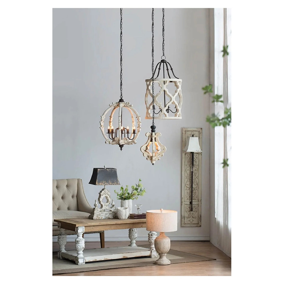 1-Light Chandelier 84" Beige E41047