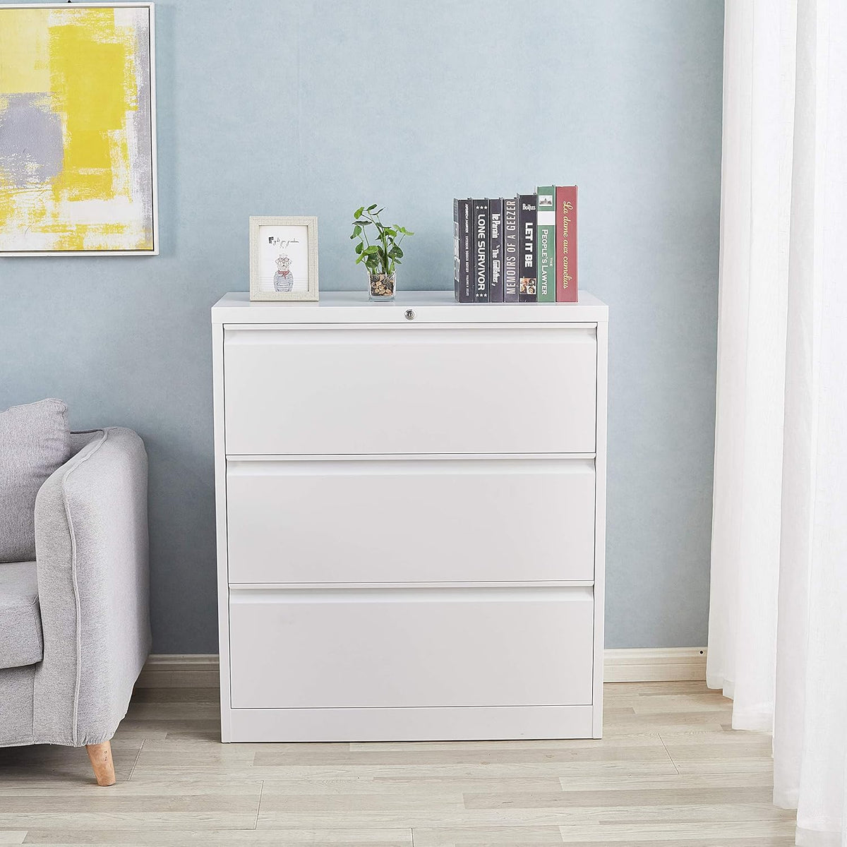 Black 3 Drawer Metal Lateral Filing Cabinet U2107