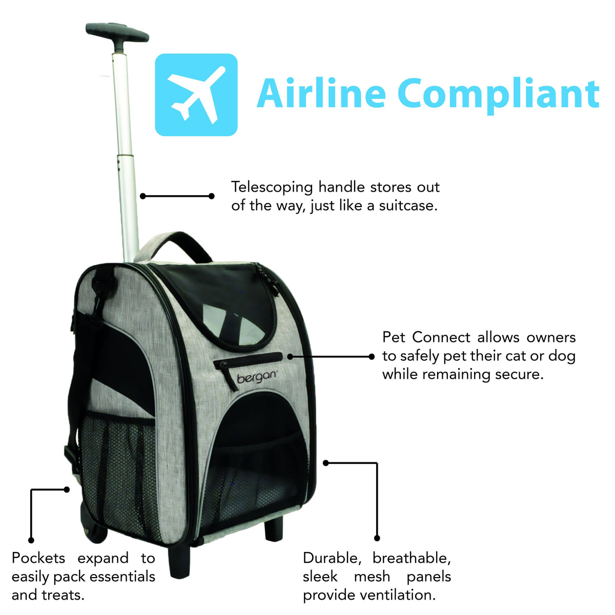Rolling Pet Carrier Grey U877