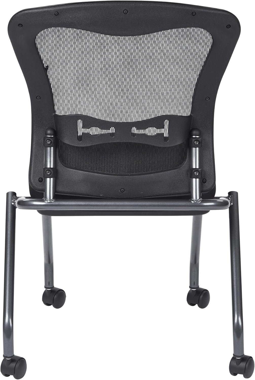 Coal Seat Armless Folding Chair with Casters, 2-Pack E782