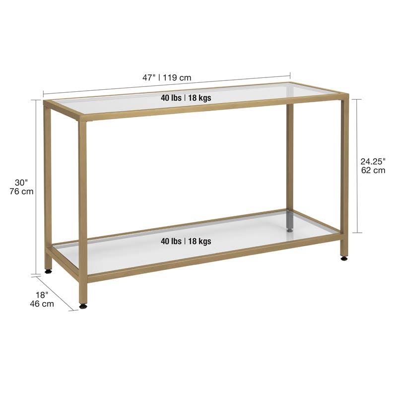 47x22 Gold Glass Console Table X47244