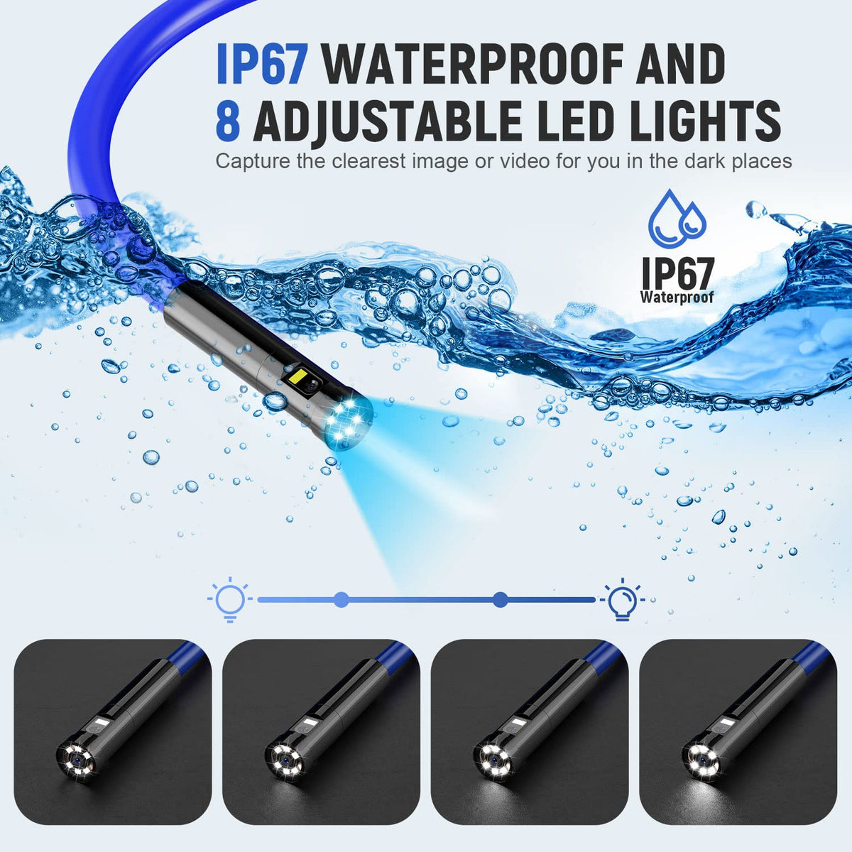 Triple Lens Industrial Endoscope Camera with 4.3'' IPS Screen 1080P HD Waterproof I40357