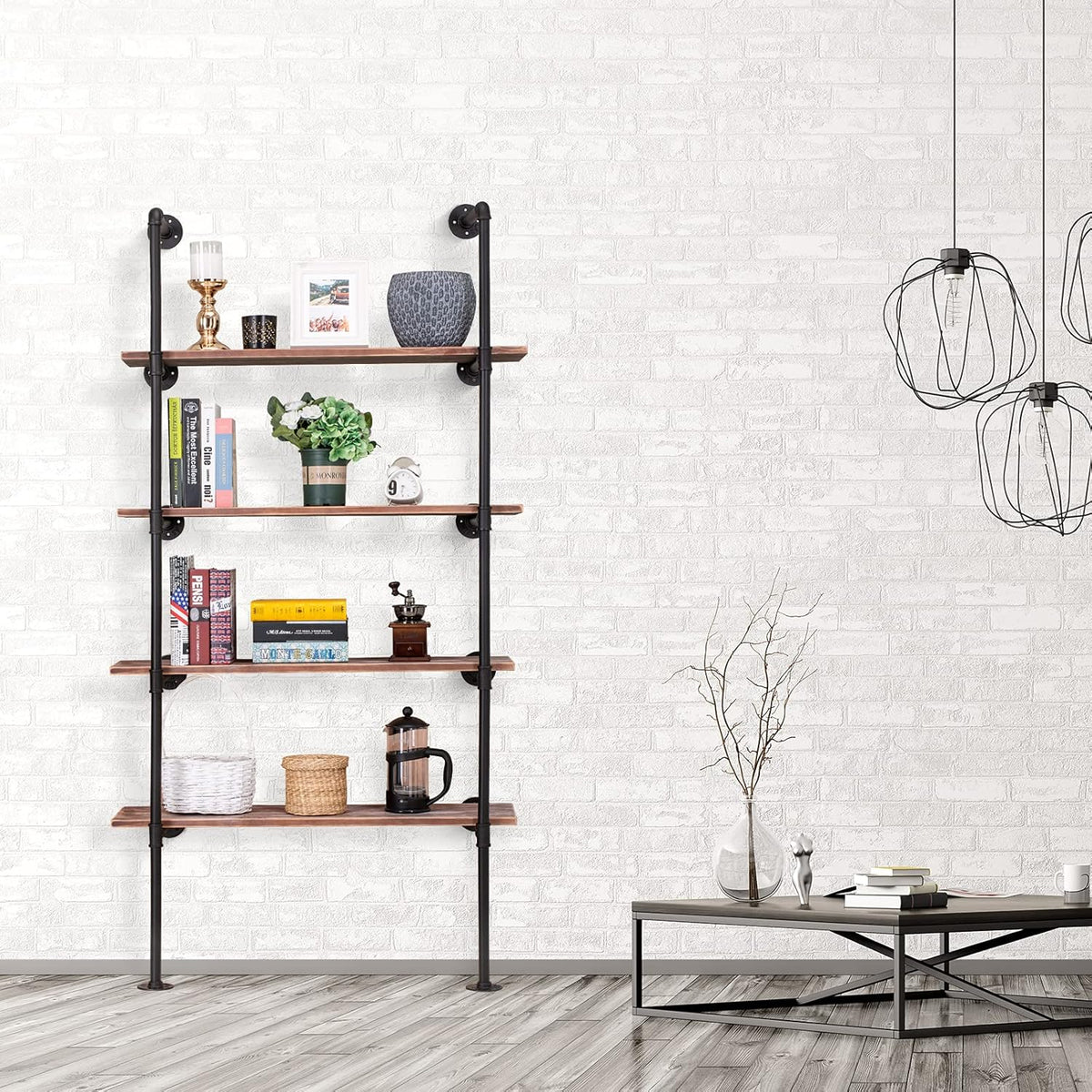 Iron Pipe Shelf Wall Mount 2 Pack 5 Tier Q55593