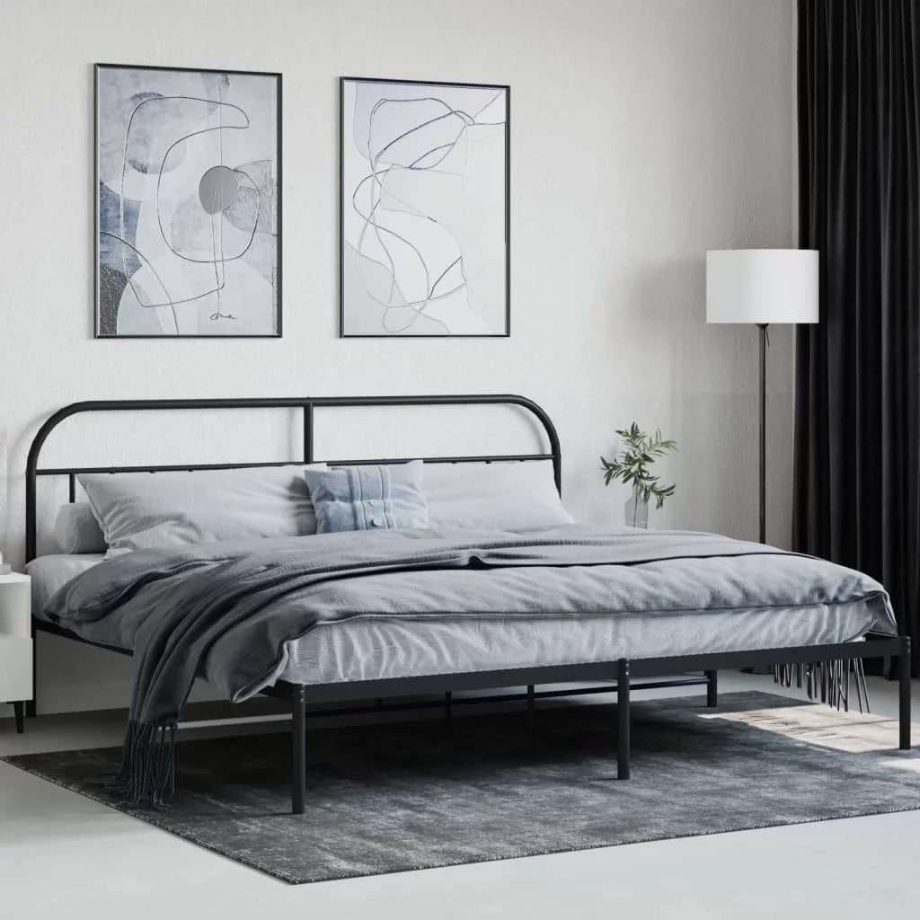 Metal Bed Frame with Headboard Black B2832
