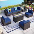 8 PCS Outdoor Patio Furniture Set with Fire Pit Table Y7701