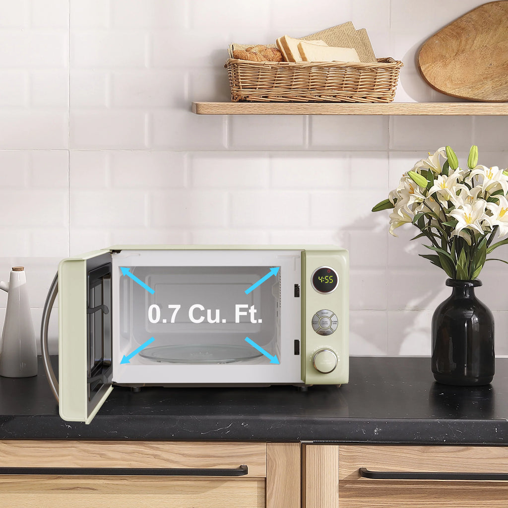 0.7 Cu ft 700 Watts Blue Retro Countertop Microwave Oven I912
