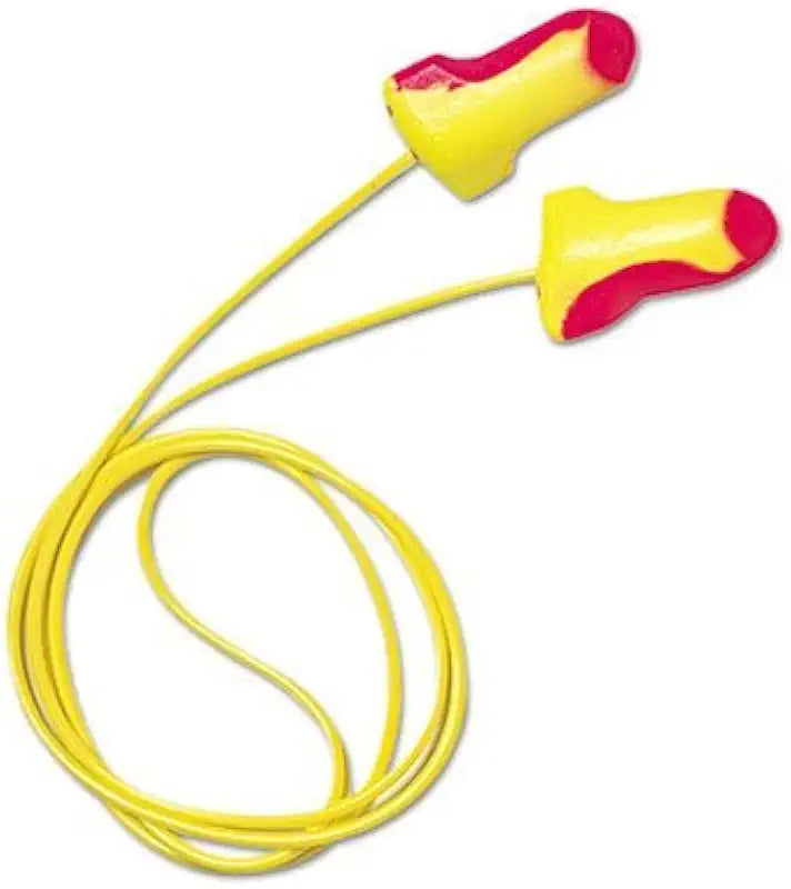 Corded Single-Use Earplugs, 32NRR, Magenta/Yellow, 100 Pairs B47828