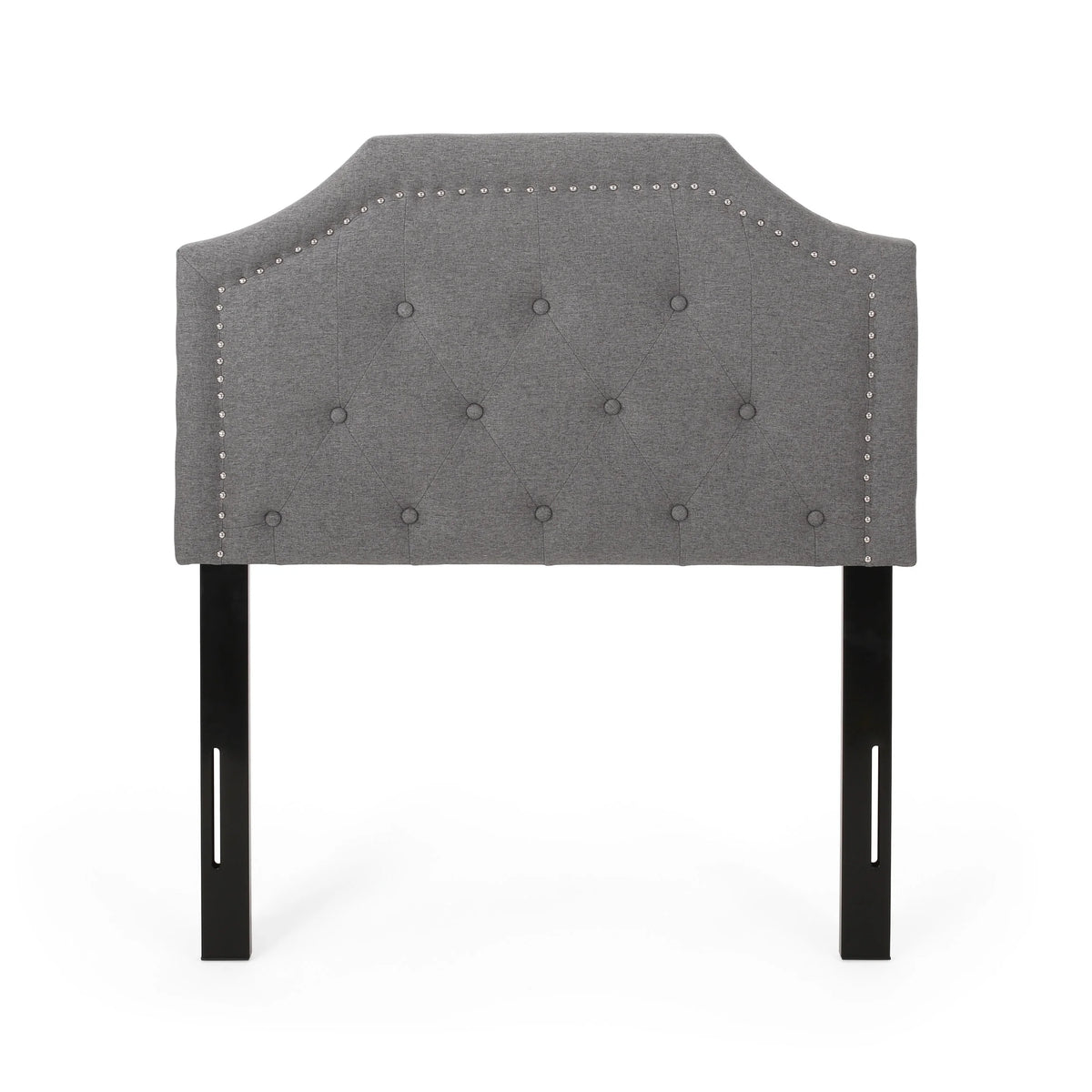 Charcoal Gray and Black Upholstered Twin Headboard Q2571