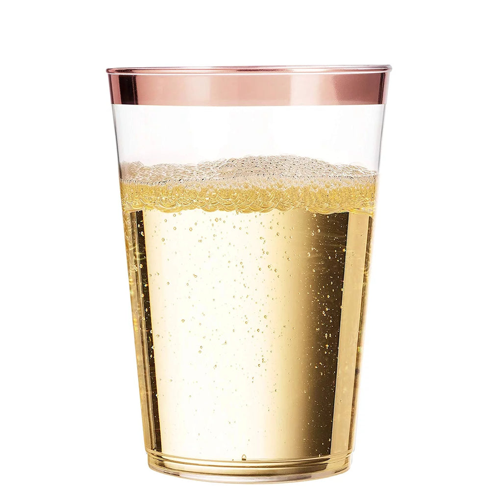 100 Rose Gold Rimmed 14 Oz Plastic Cups S42185
