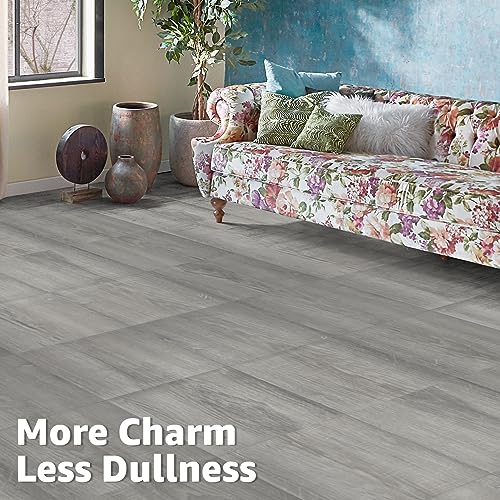 Peel and Stick Vinyl Floor Tiles 30-Pack 12 x 12 inch Self Adhesive Waterproof Taupe Ash J5452