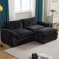 Gray-Blue Chenille L Shaped Sectional Sofa with Ottoman W46496