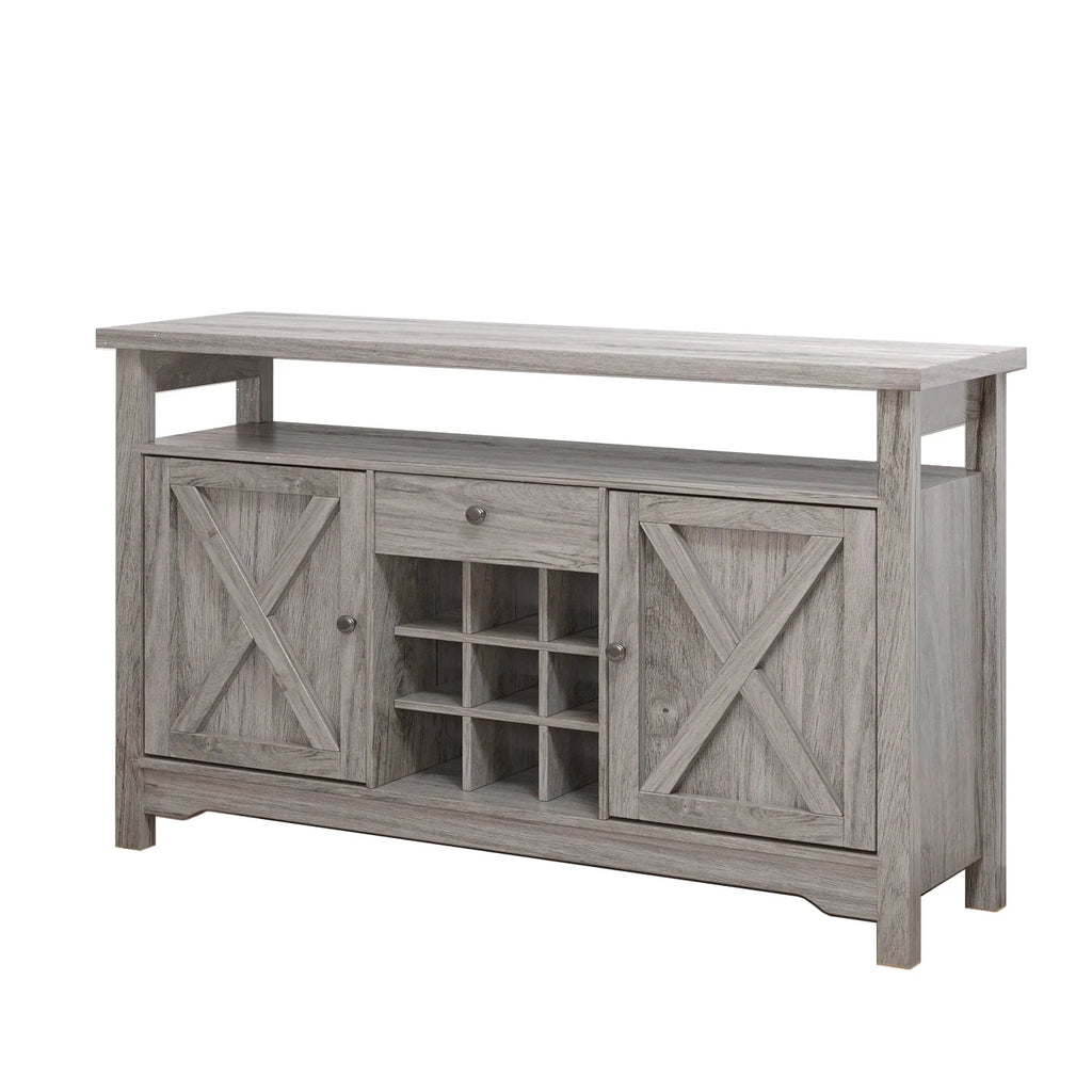 White 47 Kitchen Buffet Storage Cabinet with Barn Door Y619