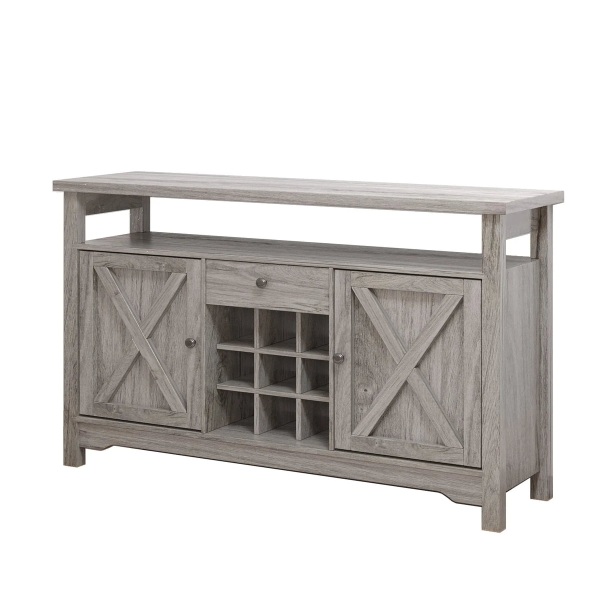 White 47 Kitchen Buffet Storage Cabinet with Barn Door Y619