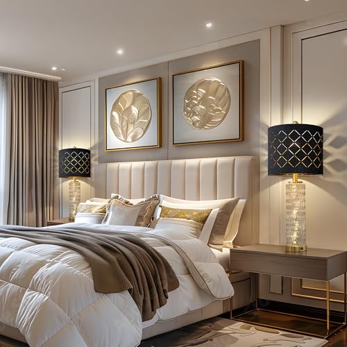 Modern Table Lamps Set of 2 Gold with Crystal Nightlight S626625