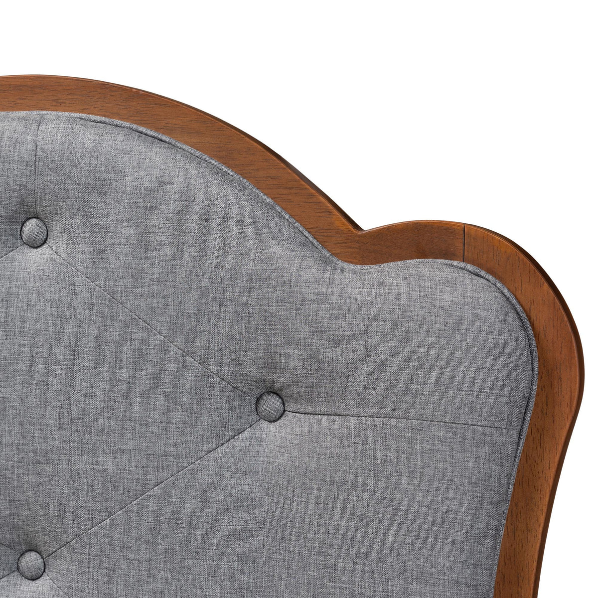 Grey Fabric and Walnut Brown Wood King Size Headboard Z832