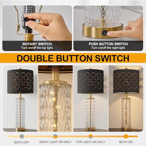Modern Table Lamps Set of 2 Gold with Crystal Nightlight S626625