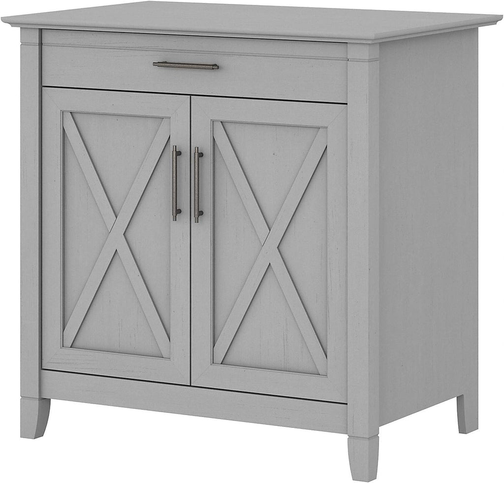 Cape Cod Gray Secretary Desk with Keyboard Tray and Storage Cabinet F9153