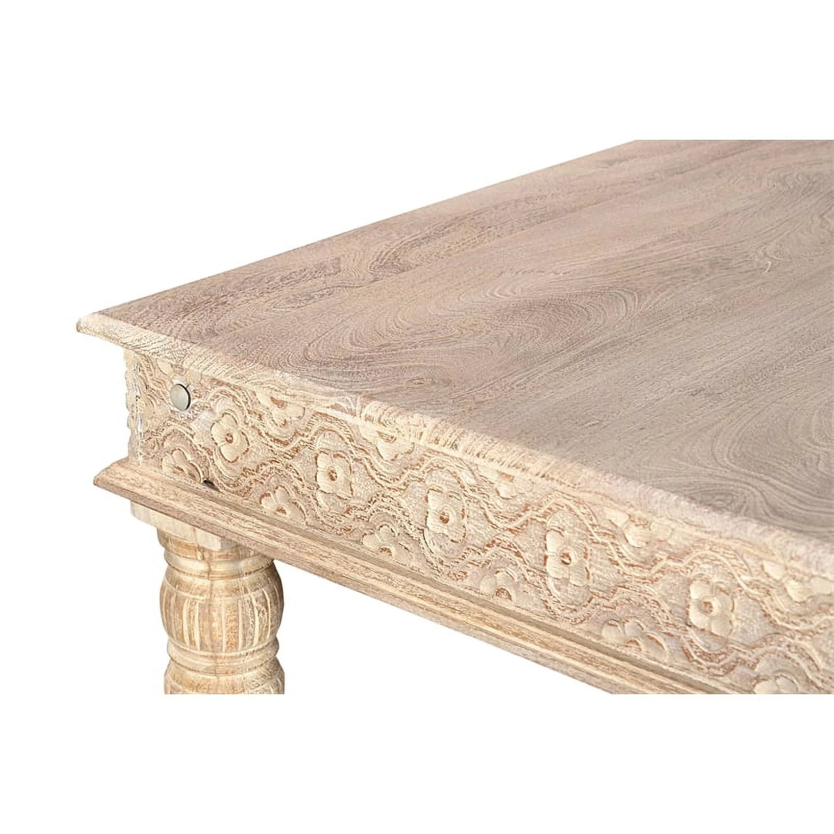 84" Carved Solid Wood Dining Table in White T28712