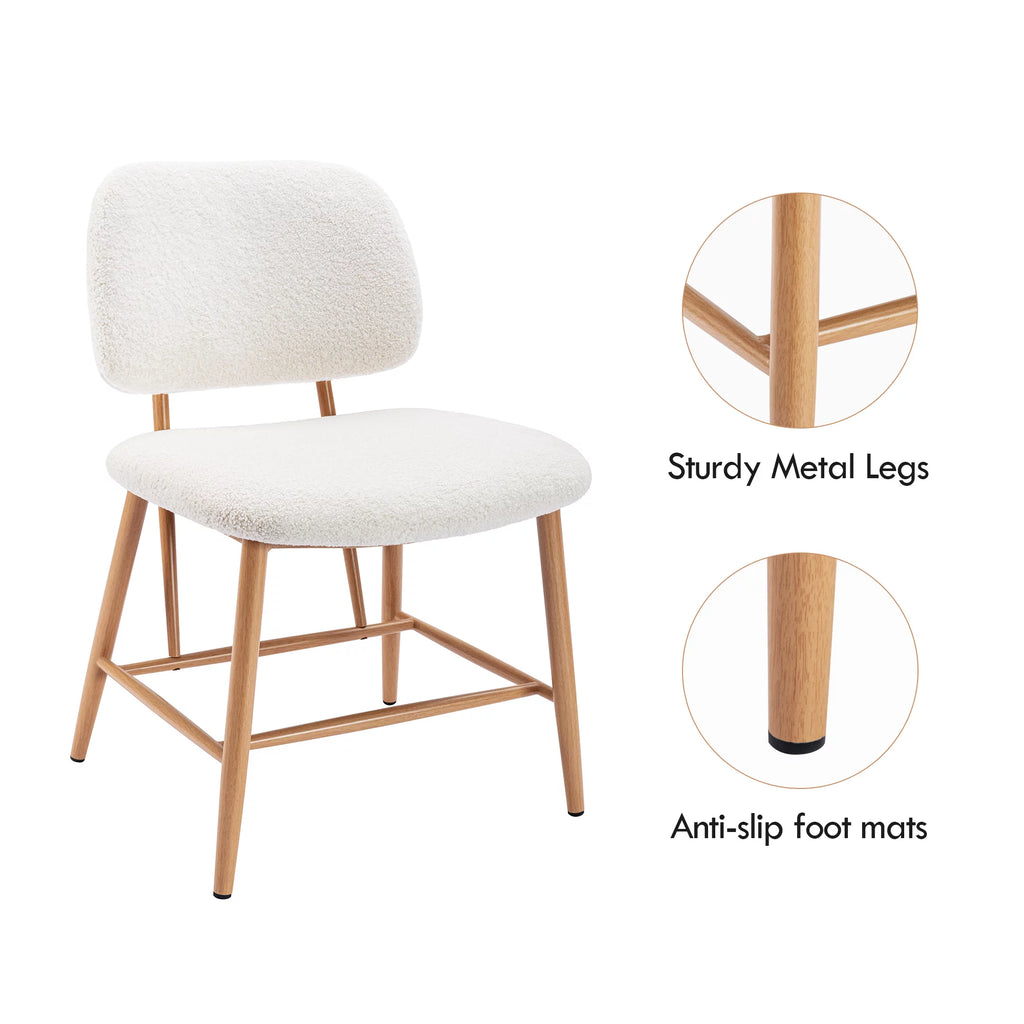 Teddy Upholstered Dining Chairs Set of 2 with Metal Legs D746
