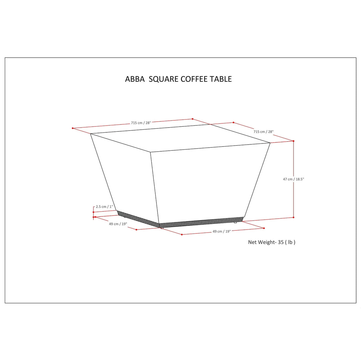 Solid Mango Wood Square Coffee Table V84562