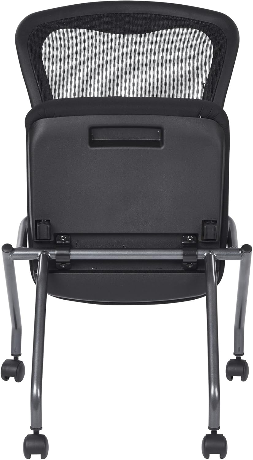 Coal Seat Armless Folding Chair with Casters, 2-Pack E782