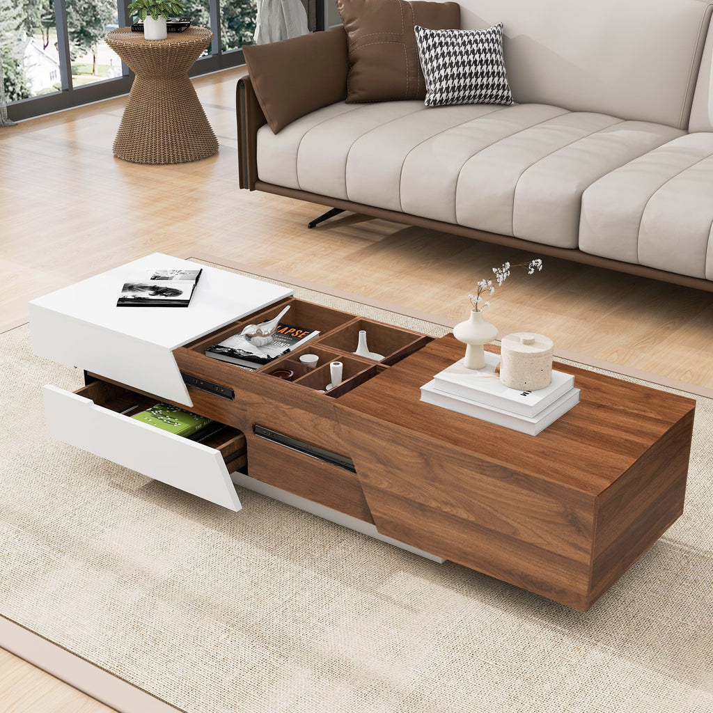Extendable Coffee Table with Sliding Top and Storage Drawers A59539