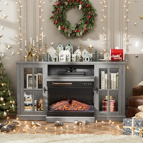 Bright White TV Stand with Storage Cabinets and Sliding Barn Doors Q36617