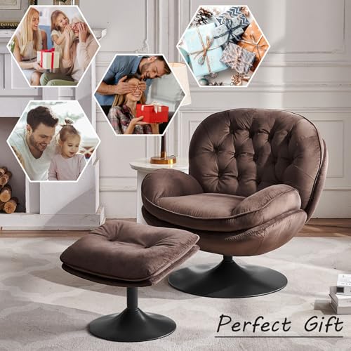 Velvet Swivel Accent Chair with Ottoman Set C333869