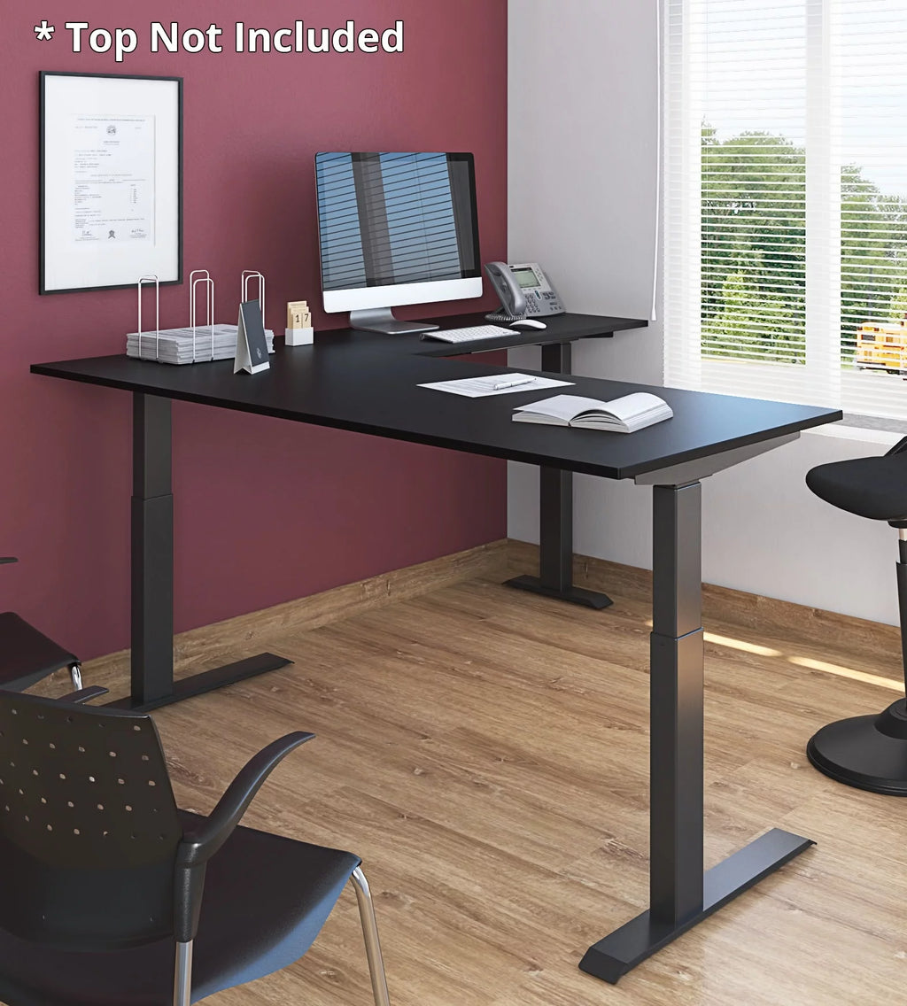 L-Shaped Corner Standing Desk with Adjustable Width, White Frame Only D982860